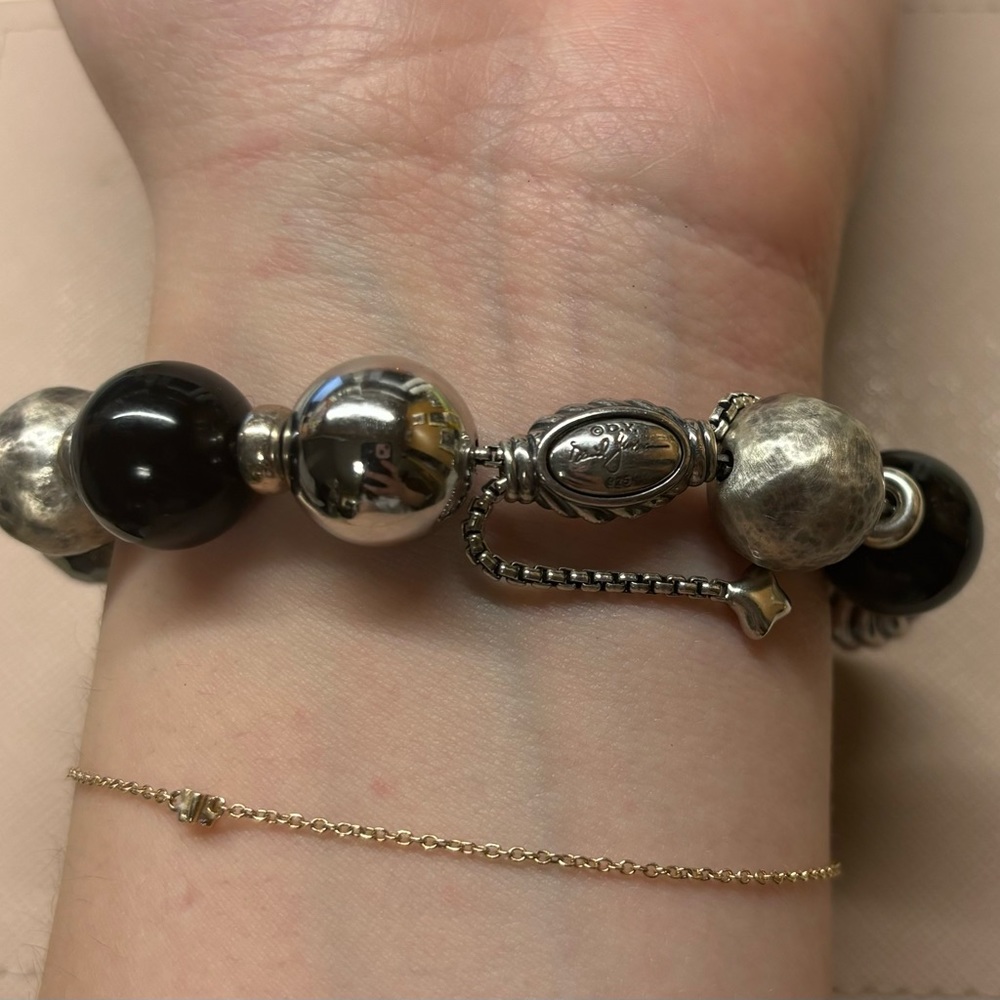 Sterling silver and black David Yurman ball bracelets